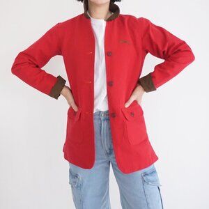 Vintage Equine Couture Red Canvas Heavyweight Cotton Western Barn Jacket XS